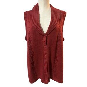 BEA Classics Women’s Vintage Sweater Vest Cardigan Size XL Brick Red Holiday